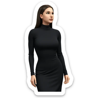 elegant girl in black dress sticker