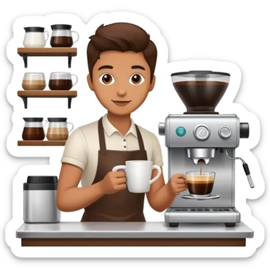 barista making coffee in a cafe sticker
