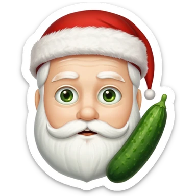 Santa with cucumber slices instead of eyes sticker