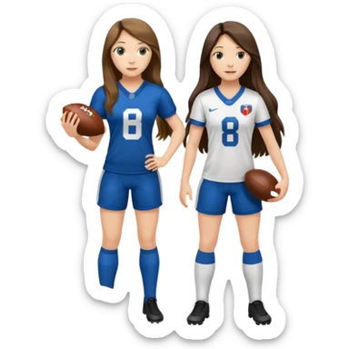 Long Haired Football Players, Female player, full body sticker