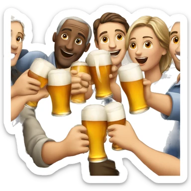 a group of french people toasting with beers sticker