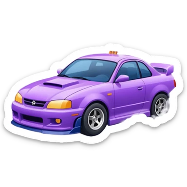 Purple and navy blue car doing a drift. sticker