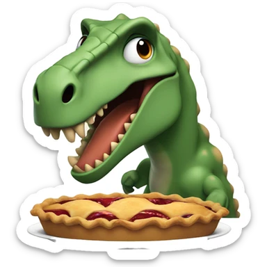 Dinosaur getting hit in the face with a pie sticker