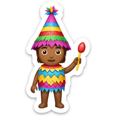 Someone putting on a piñata costume sticker