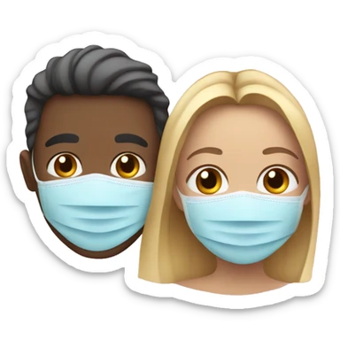 Couple hugging while wearing facial moisturizing masks sticker