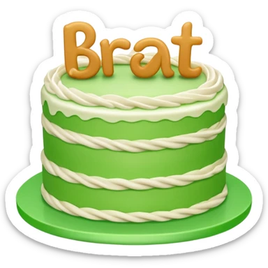 Bright green cake with the word brat  sticker