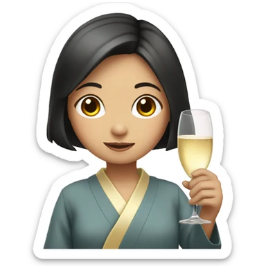 Japanese girl holding a champagne glass  sticker