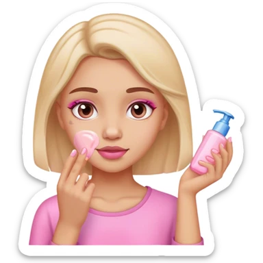 pink girl skincare routine sticker