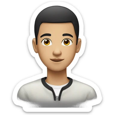 Teenager boy with black hair colour and buzz cut haircut  sticker