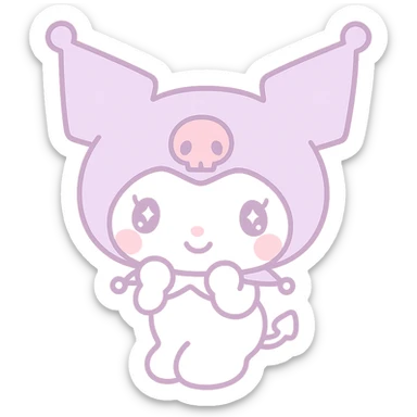 Kuromi character, simple pose, pastel colors, no background, focus on character only sticker