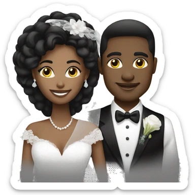 black and white bride and groom sticker