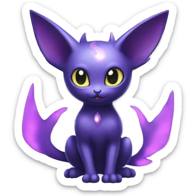 Shiny Cute Kawaii Ethereal Dark Noibat-Delcatty-Espeon-fusion-hybrid full body sticker