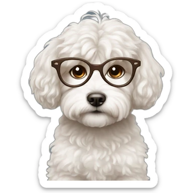 Long brown hair, eyeglassed turkish girl with white maltipoo sticker