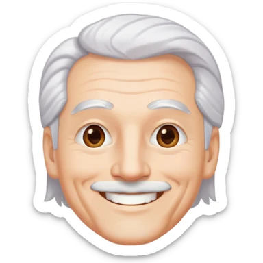 "- Nam
- 50 tuổi
- Da trắng
- Tóc bạc, lông mày trắng
- Cười mỉm
" sticker