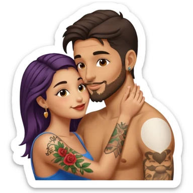 Italina guy with tattoos kissing girl sticker