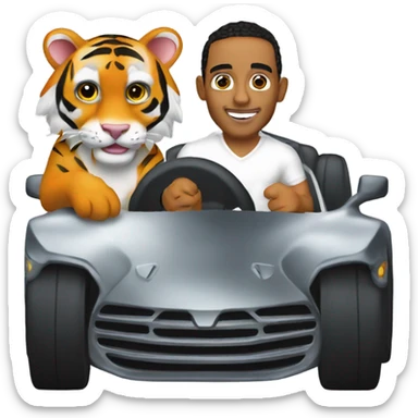 lewis hamilton in his car with his tiger pet sticker