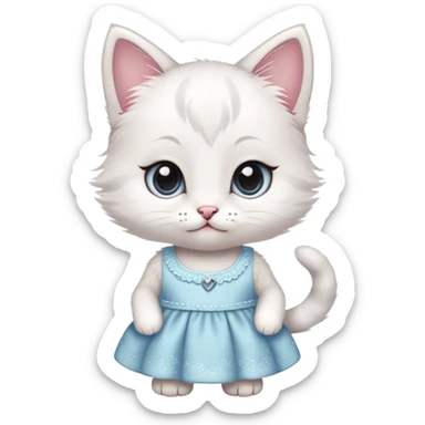 a little cute kitten with cute eyes wearing a dress sticker