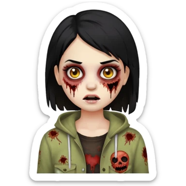 franjinha, zombie, emoji, menina, cabelo preto sticker