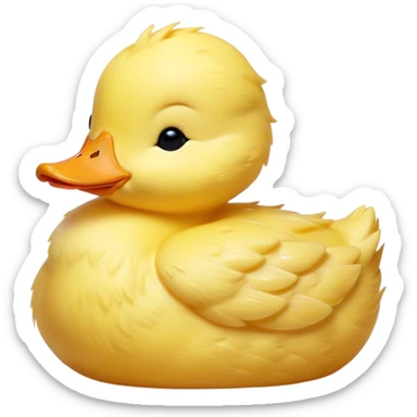 Meme-Worthy Cute Sleeping Yellow Baby Duck Portrait Emoji, Head resting peacefully with a contented smile, showcasing a delightfully tiny build and a luxuriously soft bright yellow downy coat, eyes shut in a serene, restful nap, Simplified yet hilariously adorable features, highly detailed, glowing with a soft, drowsy light, high shine, relaxed and utterly lovable, stylized with an air of playful laziness, bright and heartwarming, soft glowing outline, capturing the essence of a comically sleepy duckling, so meme-worthy it feels like it could instantly become the next viral sensation of adorable slumber! sticker