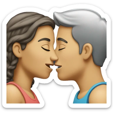 male and female kissing  sticker