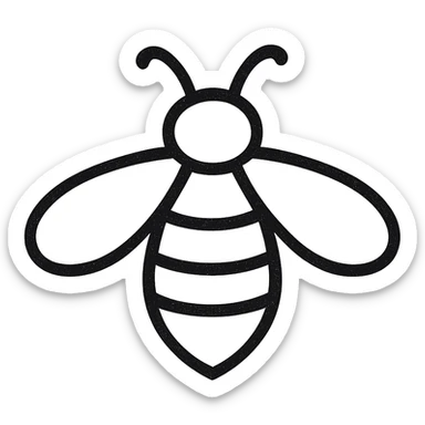 hand-drawn outlined bee icon sticker