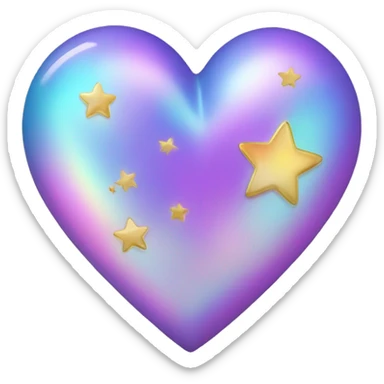 Iridescent heart with stars sticker