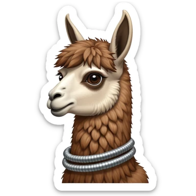 llama with steel resilient coil around the neck sticker