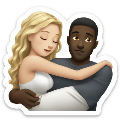 White girls cuddling with black guy sticker