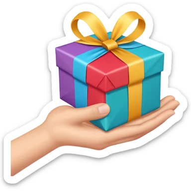 one hand extending a gift, simple, clear, no text sticker