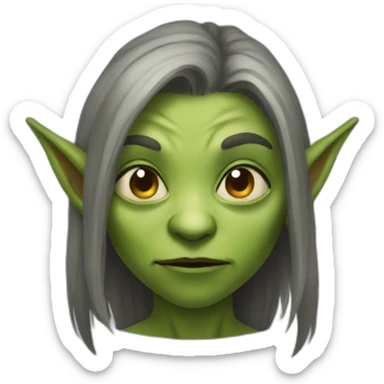 female goblin with wrinkles sticker