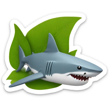 shark inhaling leaves rolled in paper sticker
