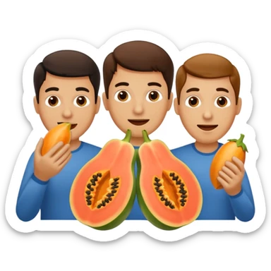 3 hombres comiendo papaya partida en 2 partes sticker
