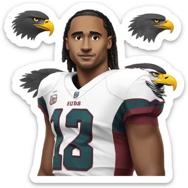 Eagle wearing a Jalen hurts jersey  sticker