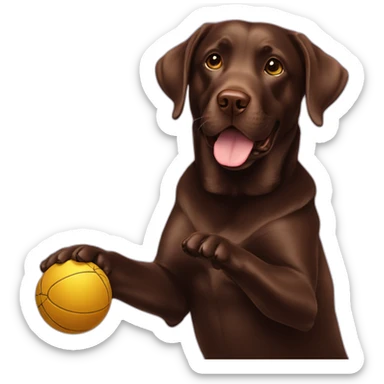 Chocolate labrador playing with ball sticker