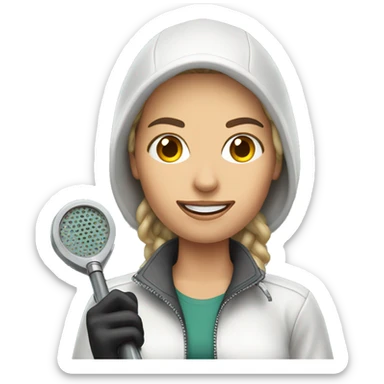 Pretty woman holding metal detector  sticker