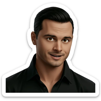 smiling boy in black shirt sticker