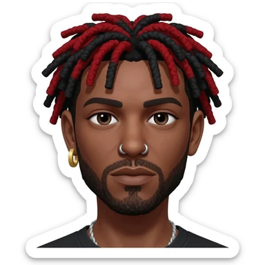 Create an emoji of Jotape MC. He has red and black dreadlocks, a nose piercing, and wears an earring. sticker