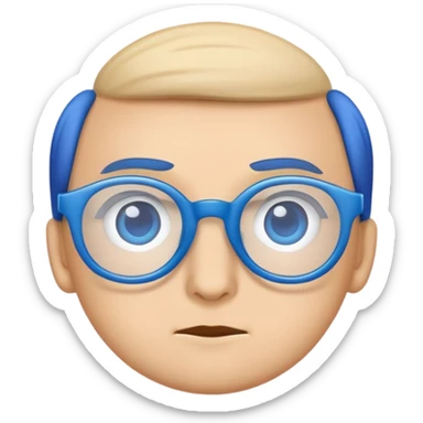 Inquisitive eyes with blue glasses resting on top of them. Minimalist, modern emoji-style design with a curious expression. sticker