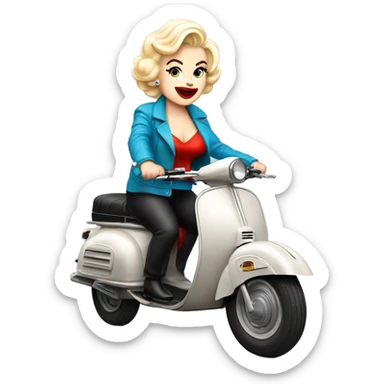 Marilyn Monroe riding a moped ￼ sticker