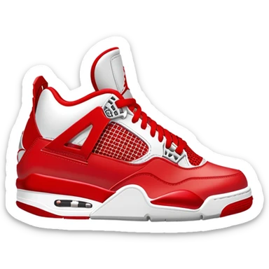 Jordan 4. Red upper. Red missile. White air bubble. Red tongue. Red laces  sticker