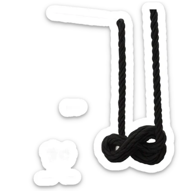 black rope swing hanging from a door with black rope and the seat is also made up of rope in an infinity sign  sticker