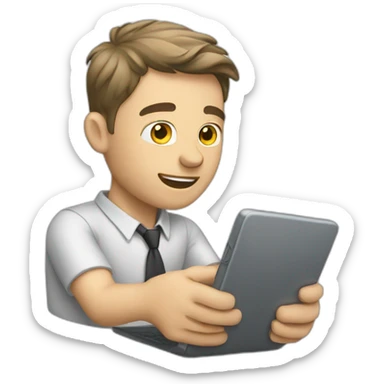 white guy typing in phone sticker