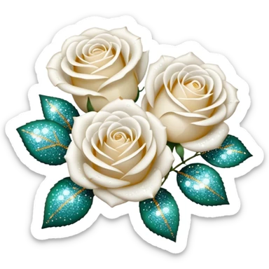 Glitter White Roses sticker