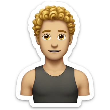 white young man with strong jawline and golden curly hair sticker