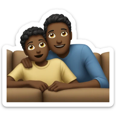Mother and son watching movies  sticker