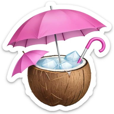coconut drink with pink umbrella sticker