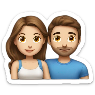 girl with brown hair kissing a guy with brown hair  sticker