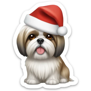 Shih Tzu with a Christmas hat sticker