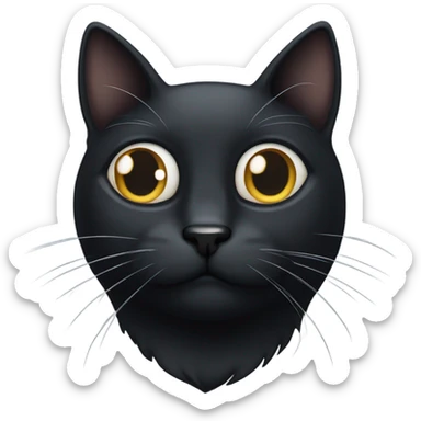 Black cat with white mustache sticker