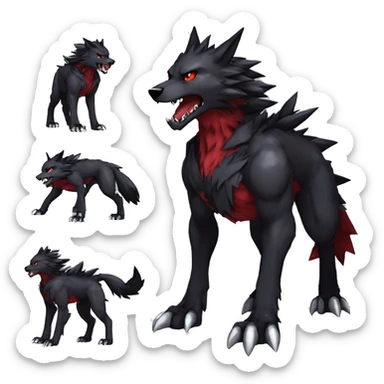  Cool Edgy Black Red Digimon-Fakemon-Garurumon-Wolf full body sticker